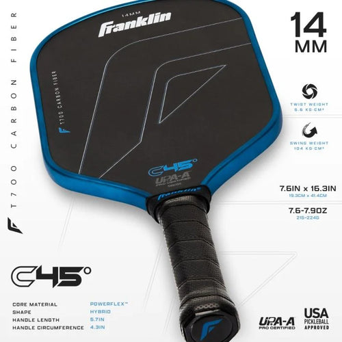 C45 Carbon Pickleball Paddle - 14mm - Blue